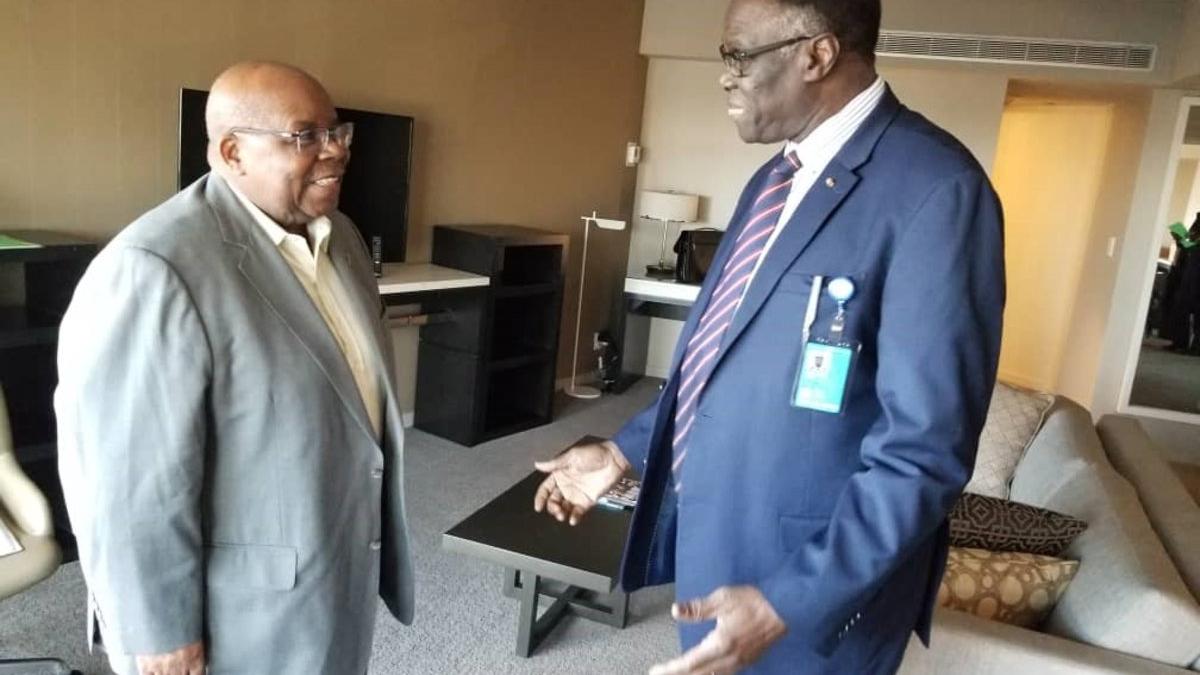 Former Tanzanian President Benjamin Mkapa, facilitator of the Inter-Burundi Dialogue (left) and the Special Envoy of the UN Secretary General, Michel Kafando.
