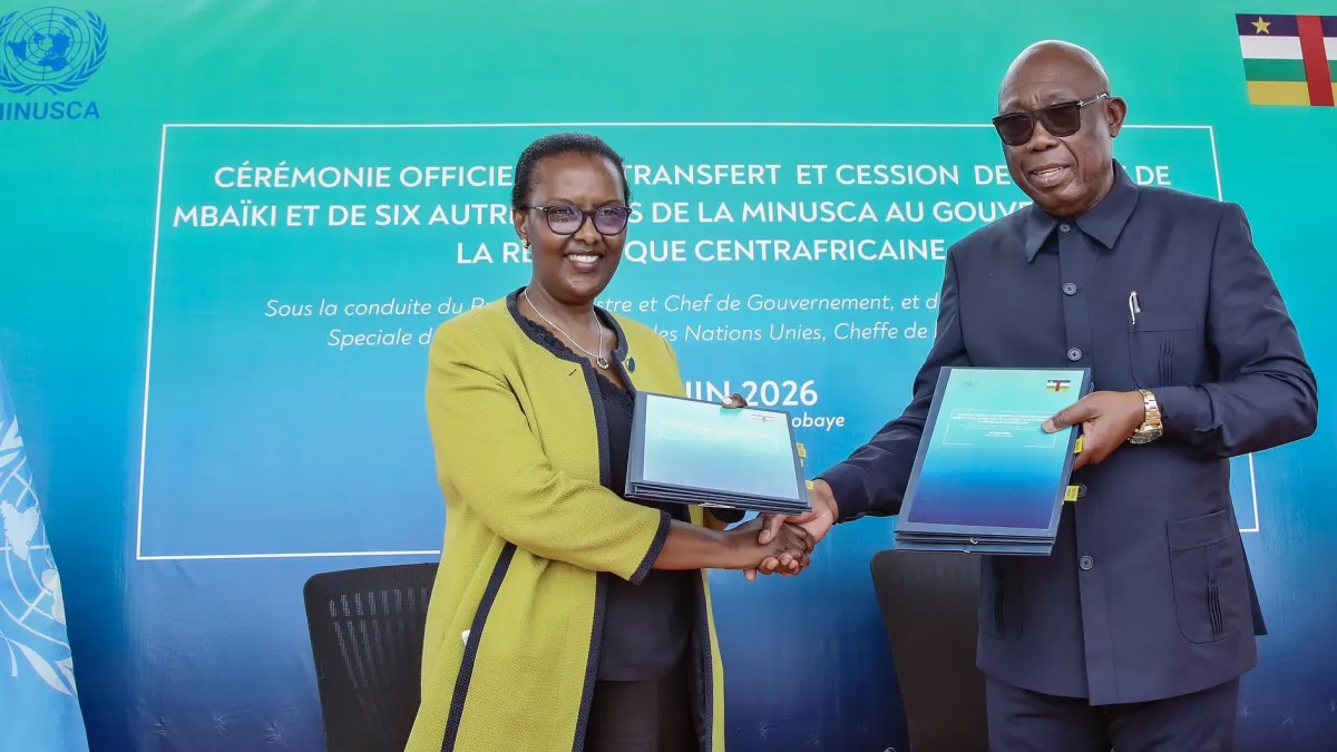 MINUSCA handed over the Mbaïki operating base and six other bases to the Government of CAR