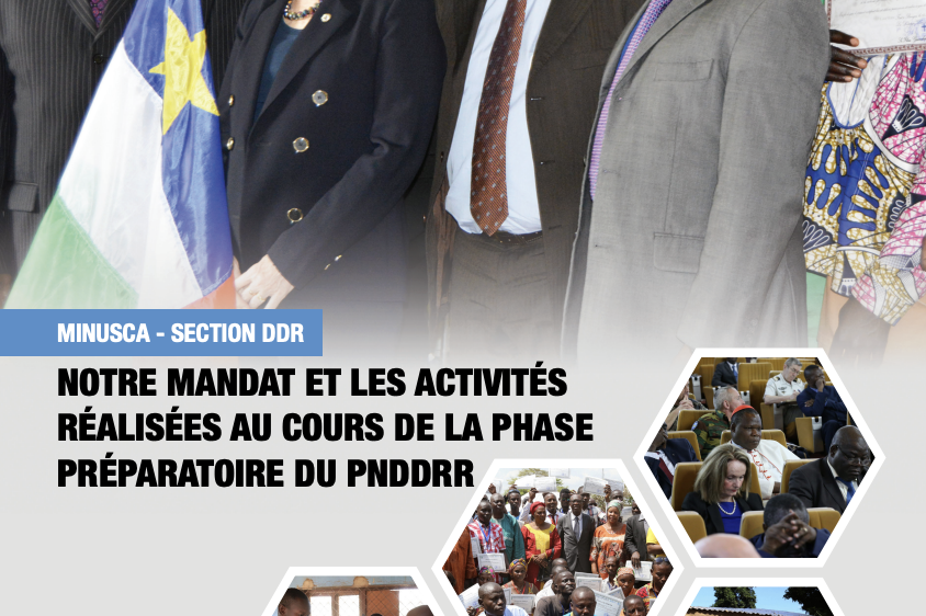 Cover of the document showing men and women in suits with the flag of the Central African Republic